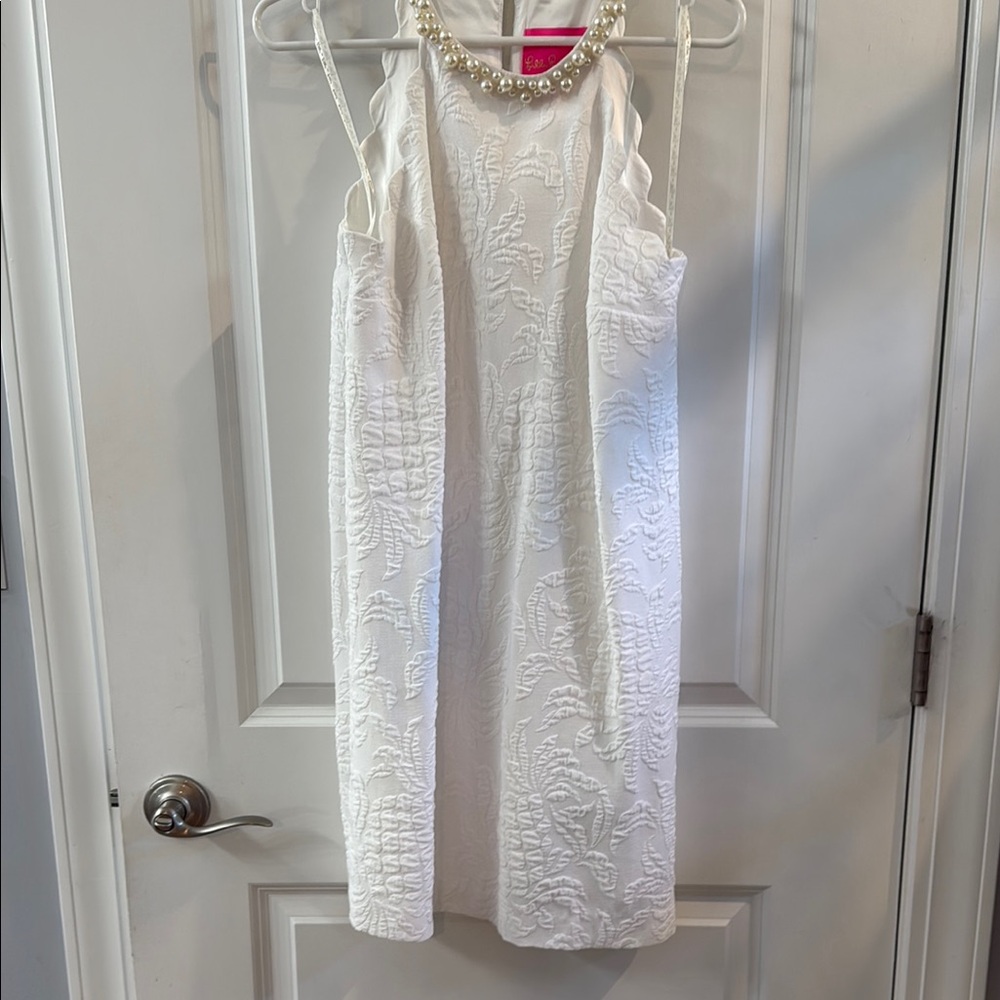 Lilly Pulitzer Tabby Stretch Shift Dress White Pineapple Pucker 010554